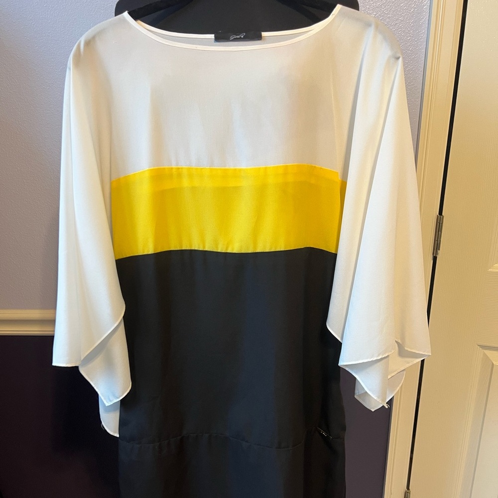 G. SEL Italian brand dress yellow, black and white block colors in size S